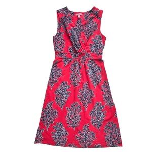 Lilly Pulitzer Joa Coral Siesta Print V Neck Pullover Dress Size S